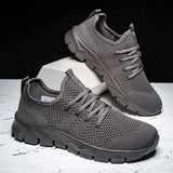 Men's flying woven outdoor running shoes casual lightweight breathable sports MartLion GRAY 48 CHINA