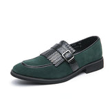 Pointed Toe Men's Dress Shoes Leather Casual Suede Loafers Zapatos De Hombre MartLion green 8703 38 CHINA
