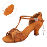 Woman Shoes For Dancing Latin Ballroom Modern Tango Jazz Salsa Sandals Suede MartLion Brown 5CM 42 (26cm) CHINA