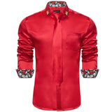Men's Shirts Long Sleeve Stretch Satin Social Dress Paisley Splicing Contrasting Colors Tuxedo Shirt Blouse Clothing MartLion CY2271-N8030-XZ S 