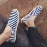 Spring Stripe Canvas Men's Shoes Soft Men's Casual Flat Breathable Loafers Vulcanized MartLion   