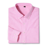 Men's Casual Cotton Oxford Shirt Single Patch Pocket Long Sleeve Standard-fit Button-down Plaid Shirts MartLion 2635-2 45-55kg 38 