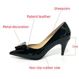 Women's High Heel Single Shoes 7CM Genuine Leather High Heel Party Work MartLion   