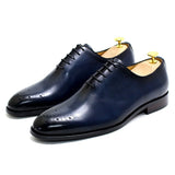 Genuine Leather Men's Formal Shoes Handmade Classic Whole Cut Oxfords Lace-up Plain Toe Wedding Dress MartLion   