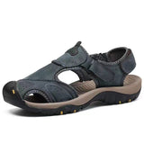 Men's Leather Sandals Slip-on Non-slip Casual Sneakers Wading Shoes Outdoor Sport Camping Hiking Mart Lion Navy 38 