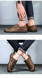 Men's Casual Shoes Leather Outdoor Walking Sneakers Leisure Vacation Soft Driving Mart Lion   