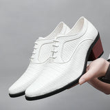 Men's Red  White Luxury Oxford Shoes Height Increase Patent Leather Formal Office Wedding High Heels MartLion White 825 46 