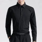 Men's White Shirt Long-sleeved Professional Work Collared Clothing Casual Suit Button Tops MartLion   