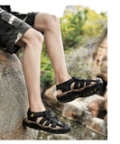 Summer Men's Sandals Soft Leather Roman Outdoor Outdoor Beach Sneakers Slippers Wading Mart Lion   