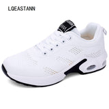 Thick Bottom Ladies Sneakers Breathable Soft Sole Ladies Casual Shoes Women Mesh High-Top Zapatos De Mujer Mart Lion White 4.5 