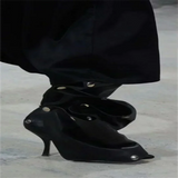 Runway Boots for Women Slim High Heels Pleated Metal Buckle Long Four Season MartLion   