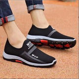 Summer Mesh Men's Shoes Lightweight Sneakers Casual Walking Breathable Slip On Loafers Zapatillas Hombre Mart Lion Black 39 
