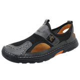 Summer Men's Beach Sandals Water Sport Sneakers Microfiber Mesh Flat Outdoor Casual Offcie Dress Shoes Mart Lion Black Gray 6.5 