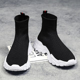 Autumn Men's Sneakers Stretch Fabric Tennis Sport Running Shoes Ankle Boots Breathable Casual Socks Slip-on Walking Mart Lion   