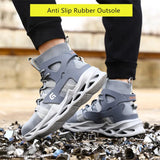 high top safety shoes men's safety ankle boots anti slip anti puncture work sneakers with steel toe cap MartLion   