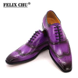 Handmade Men's Wingtip Oxford Shoes Genuine Calfskin Leather Brogue Dress Classic Formal Shoes MartLion   