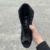 All Solid Black Ladies Indoor Jazz Dance Shoes Gladiator Lace Up Peep Toe Dance Women Sandals Mart Lion   