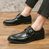 British Style Men's Dress Shoes Formal Split Leather Footwear Buckle Strap Oxfords Mart Lion   