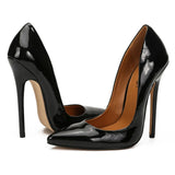 High Heels Shoes Women Pumps Large White Stiletto Heel Patent Leather Office Wedding Shoes Hey