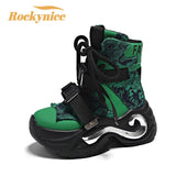 Winter Chunky Boots For Women Thick Plush Warm Snow Ankle Boots Wedges Leather High Platform Sneakers Woman Motorcycle Shoes MartLion