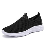 Shoes for Men Slip on Casual Breathable Mesh Outdoor Non Slip Lazy Shoes Lightweight  Men Shoes MartLion Black white 40 