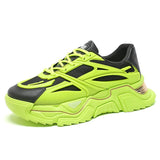 Platform Casual Shoes Men's Trendy Green Thick sole Sneakers Streetwear Hip Hop Designer Mart Lion Green L5809-1 39 