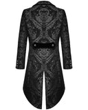 Men's Autumn Gothic Steampunk Tailcoat Jacket Black Brocade Wedding Coat blazers MartLion   