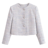 Spring Summer Women's Style French Versatile Texture Short Coat and Skirt Pants MartLion multi L 