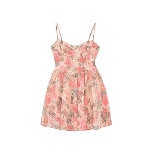 Summer Short Dresses Floral Print Strap Slim Women Dress Sleeveless Mini A Line Dresses MartLion   