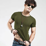 Men's T Shirt 10 colors Fitness V neck Clothing Tops Tees MartLion O Amy Green 5XL 