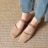 Summer Women Shoes Sheepskin Shoes for Simple Bow Slippers Low Heels Square Toe Mules Handmade MartLion   