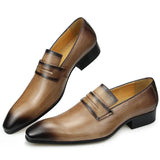 Men's Loafers Cowhide Wear-resistant and Leather Shoes Dress Office Formal Shoes Leather MartLion Khaki 39