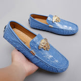 Men's Leather Loafers Moccasins Slip On Flat Casual Shoes Driving Unisex Loafers Designer Zapatos Mart Lion   