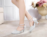 Sequined Latin Dance Shoes Women Adult Middle-heeled High-heeled Summer Beginners Children Soft-soled Pointy-toed MartLion   