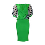 Women's Dress Elegant Dress Summer Office Lady Pencil waist Bodycon Midi Dresses Party MartLion green XXXL 