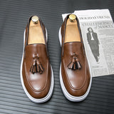 Flat Sole Leather casual shoes men's Slip loafers Leisure Spring Footwear Mart Lion   