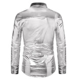 Men's Disco Gold Shiny Shirts for Party Long Sleeve Nightclub Shirt Male MartLion   