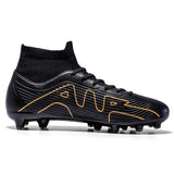 High Top Soccer Shoes Long Spike FG TF Non-Slip Football Boots Outdoor Training Ankle Cleats MartLion OG1616-C-Black 35 