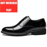 Men's Flat 6CM Heightening Elevator Shoes Formal Leather British Casual Wedding Suit MartLion Black Flat 43 