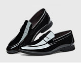 High-class Men's Casual Shoes Genuine Leather Spring Gentleman Patent Dress Shoes Hot Cool Black Slip-on Loafers Mart Lion   