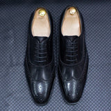 Handmade Men's Wingtip Oxford Shoes Genuine Calfskin Leather Brogue Dress Classic Formal Shoes MartLion Black US 6 