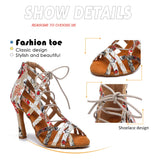 Woman Dance Heels For Latin Shoes Ballroom Tango Jazz Elegant Salsa Party Flower Cloth MartLion   