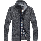 Winter Thick Men's Knitted Sweater Coat Off White Long Sleeve Cardigan Fleece Full Zip Causal Clothing for Autumn MartLion dark gray US S 50-60 KG 