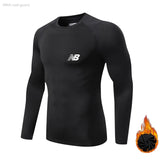 Men's Fitness Thermal Underwear Skin Layer Fleece Compression Gym Sweat Track Field Tights Running suit Sportswear kids MartLion T-shirt 6 22 