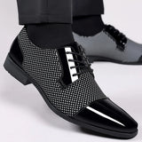 Men Dress Shoes Men Patent Leather Shoes Lace Up Formal Black Leather Wedding Party Shoes MartLion   