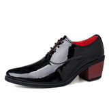 Classic Glitter Leather Men's Dress Shoes Red Mirror Luxury Men's Increasing-height Heel Footwear MartLion Black 818 38 
