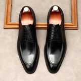 Retro Italian Flat Wedding Shoes  Genuine Leather Autumn British Style  Formal Social Oxfords Shoes Male MartLion   