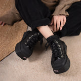 Genuine Leather Retro Thick Soled Short Boots Women Autumn Round Toe Versatile Flat Platform Shoes MartLion   