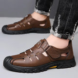 Designer's Hollowed-out Men's Sandals Wear-resistant Outdoor Walking Soft Leather Summer MartLion   