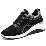 Design Women Casual Shoes Height Increasing Sport Wedge Air Cushion Sneakers Zapatos De Mujer MartLion black 36 